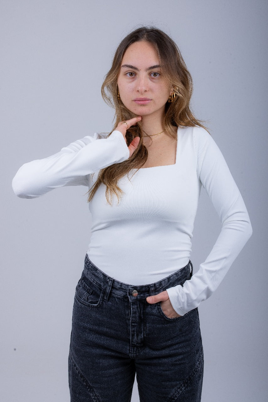 White Long Sleeve Top