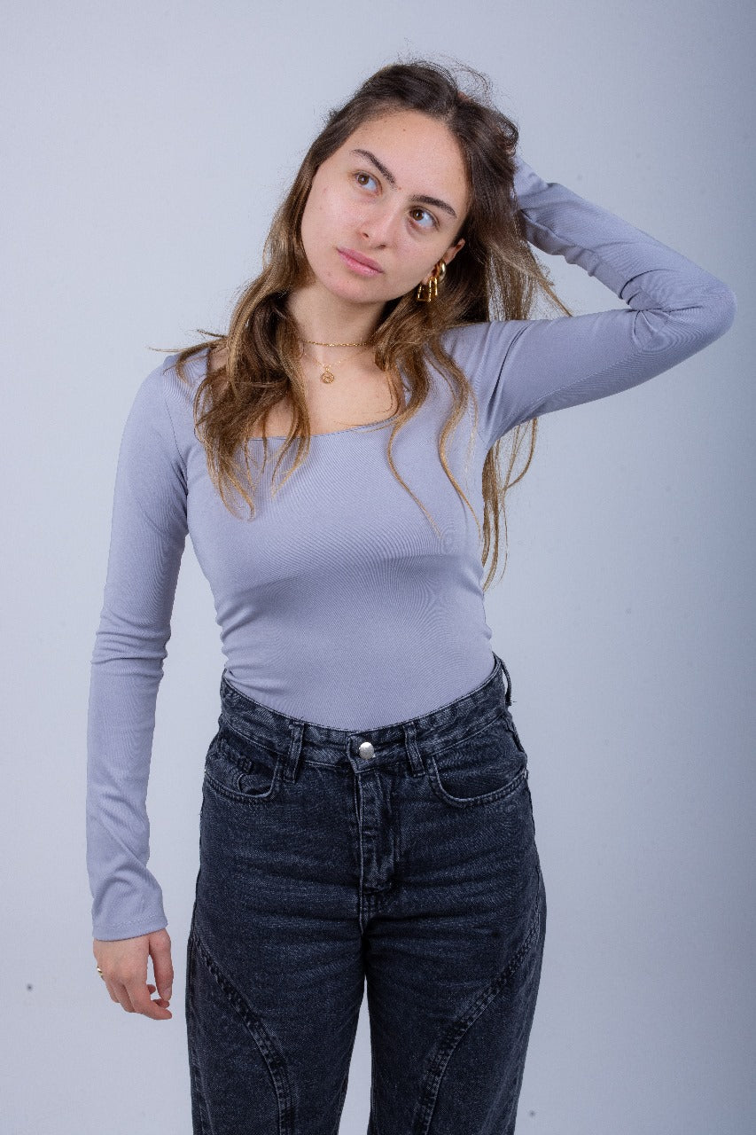 Silver Long Sleeve Top