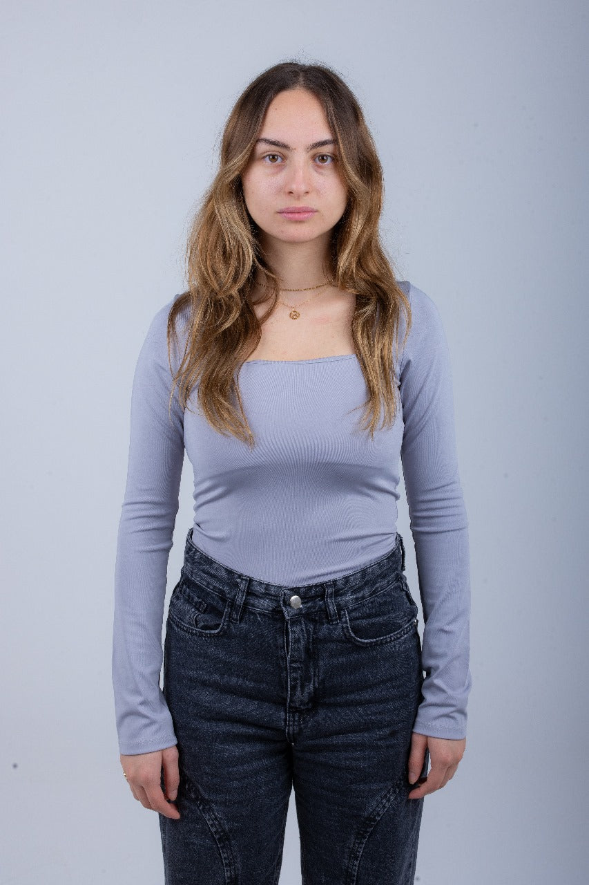 Silver Long Sleeve Top