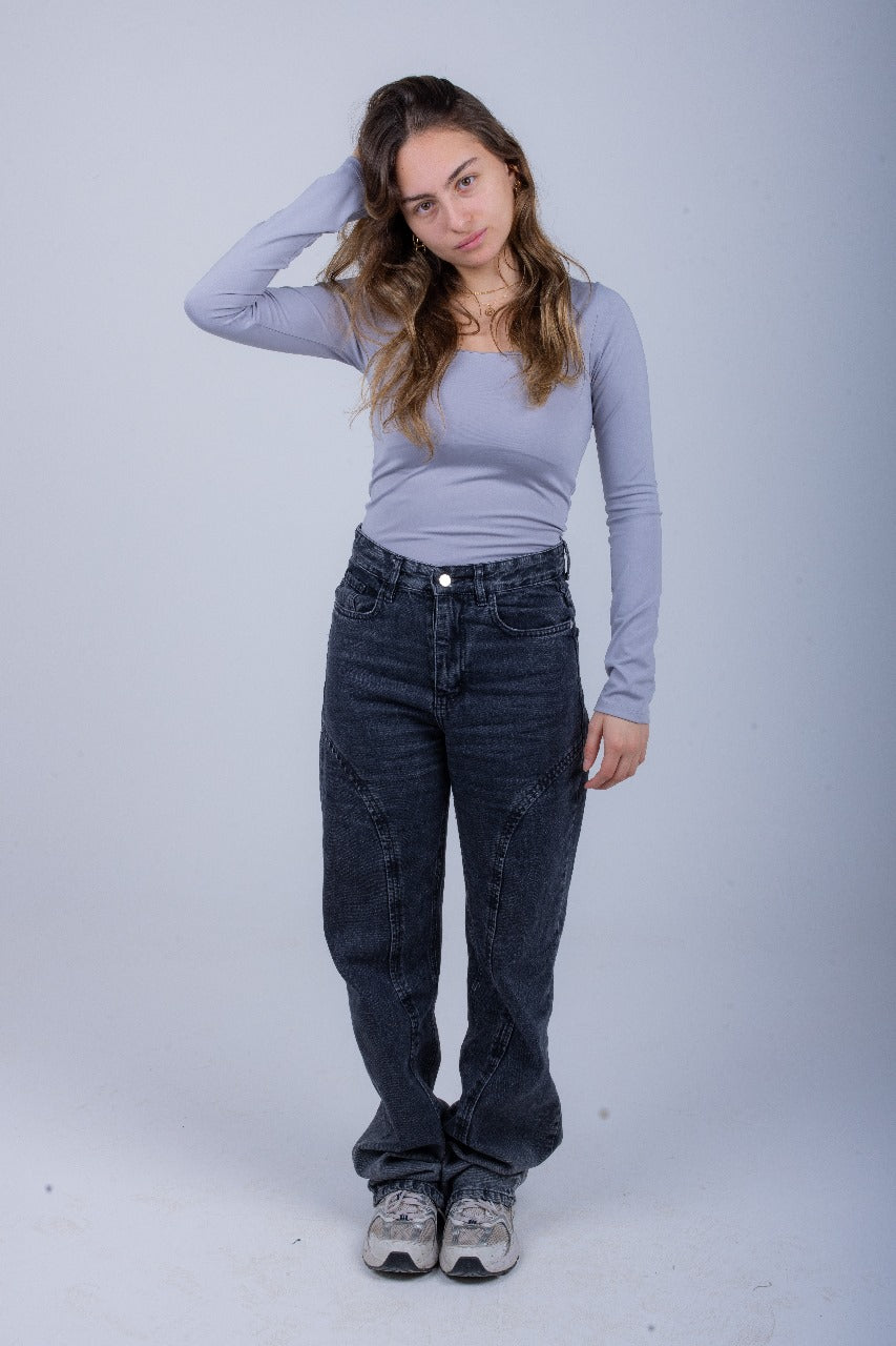 Silver Long Sleeve Top