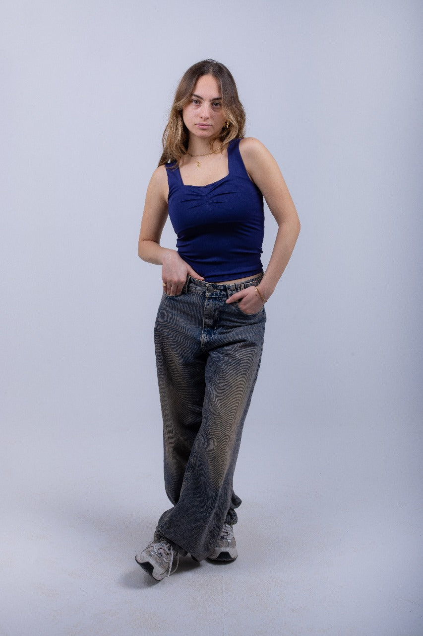 Navy Blue Scoop Tank Top