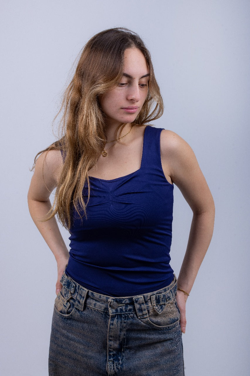 Navy Blue Scoop Tank Top