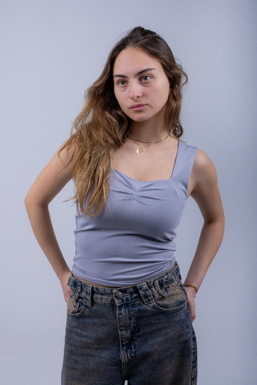 Silver Scoop Tank Top