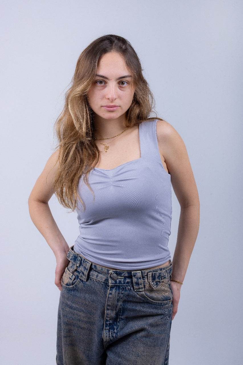 Silver Scoop Tank Top