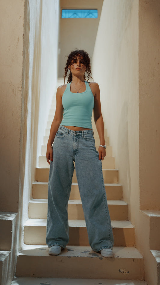 Turquoise Halter Neck Top