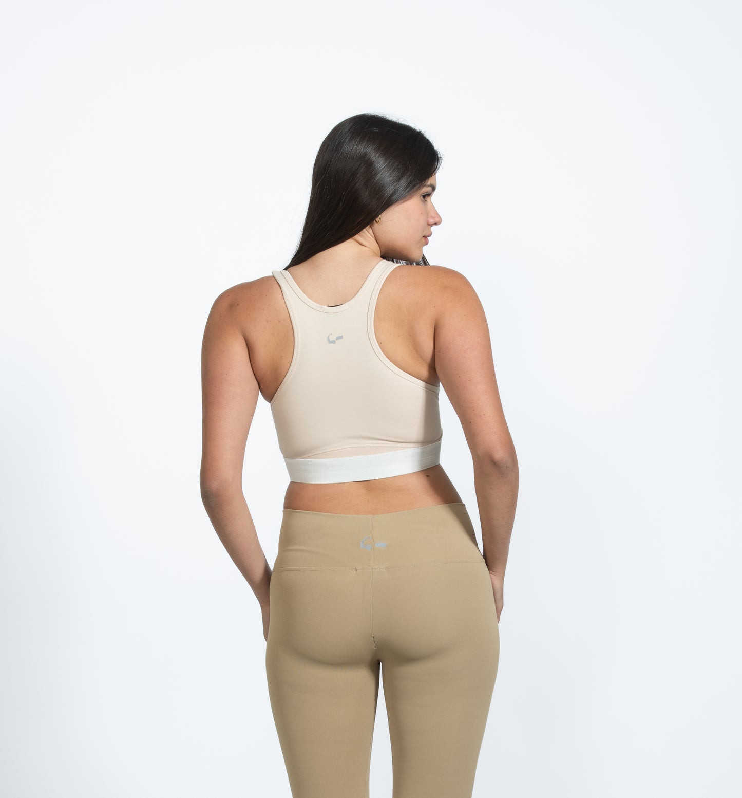 Beige Cross Wrap Sports Bra