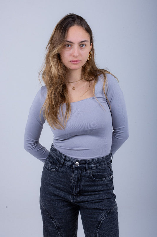 Silver Long Sleeve Top