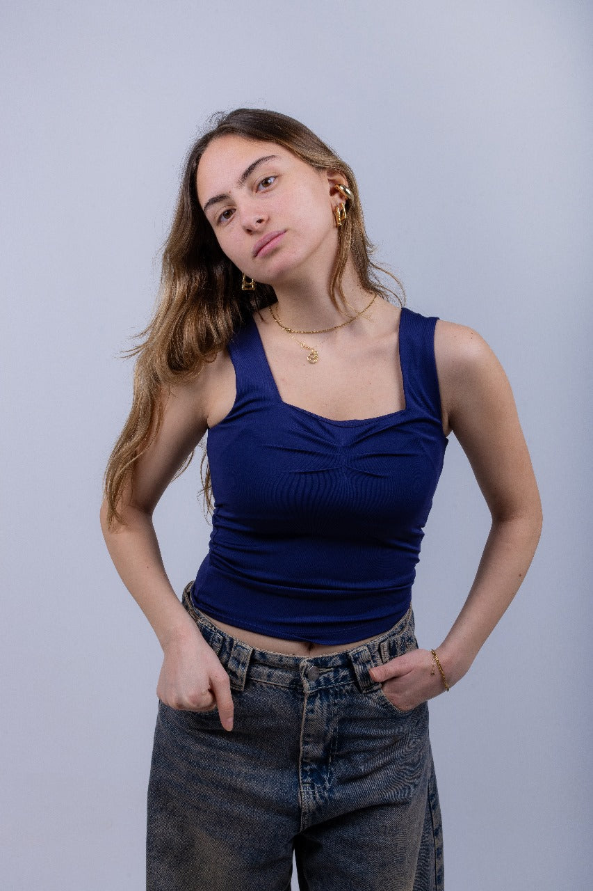 Navy Blue Scoop Tank Top