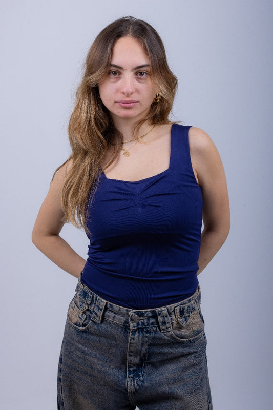 Navy Blue Scoop Tank Top