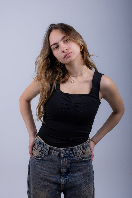 Black Scoop Tank Top